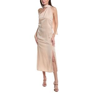 Reveriee Womens  One-Shoulder Midi Dress, Beige